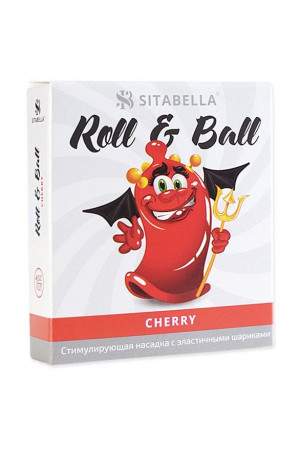 Стимулирующий презерватив-насадка Roll & Ball Cherry