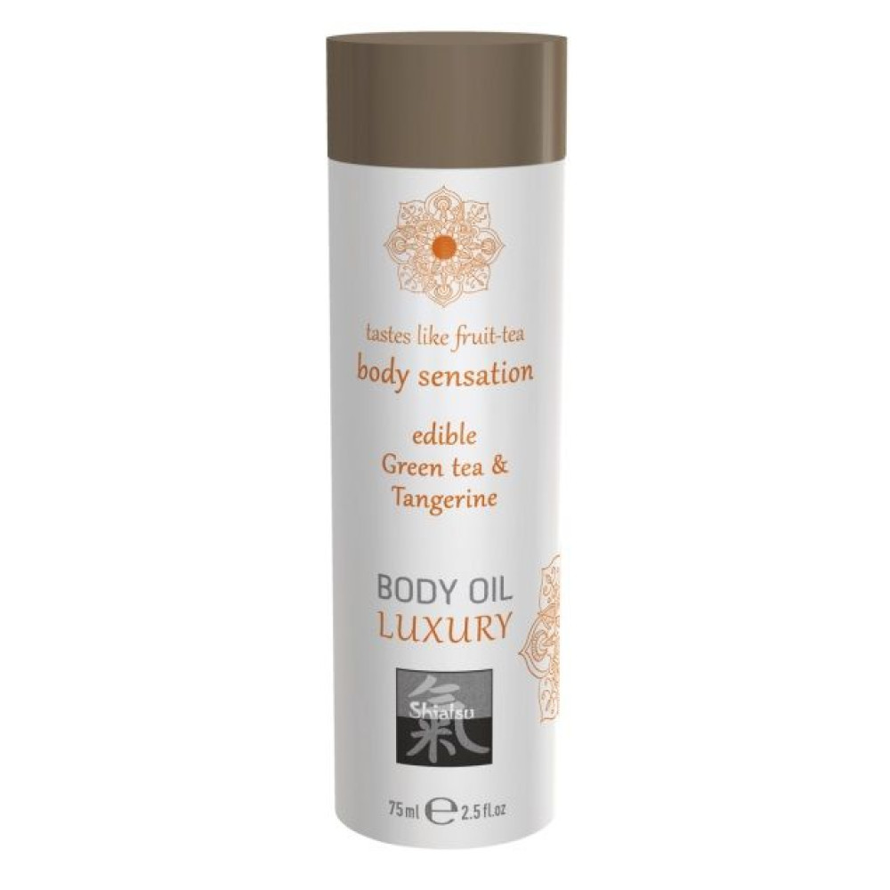Съедобное массажное масло с ароматом зеленого чая и мандарина - 75 мл. Съедобное массажное масло с ароматом зеленого чая и мандарина - 75 мл.