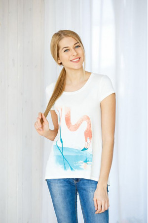 Женская футболка с коротким рукавом и принтом-фламинго