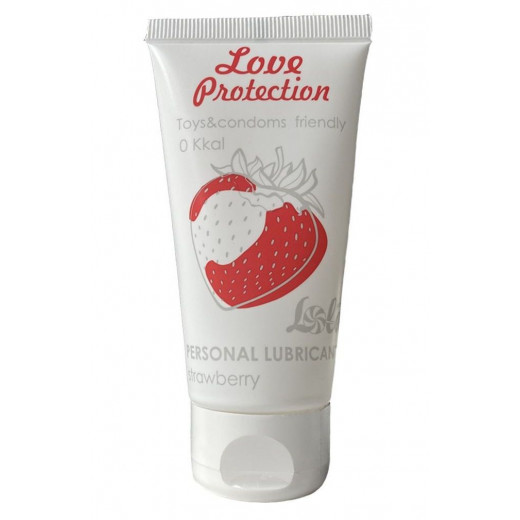 Лубрикант на водной основе с ароматом малины Love Protection Strawberry - 50 мл.