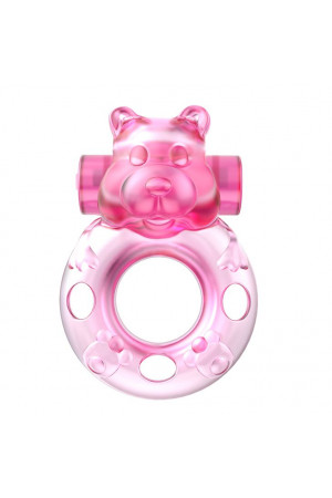 Розовое эрекционное виброкольцо на пенис Pink Bear