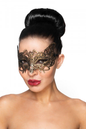 Золотистая карнавальная маска "Беллатрикс"