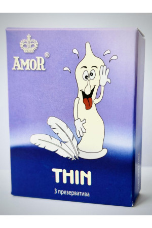 Супертонкие презервативы AMOR Thin "Яркая линия" - 3 шт.