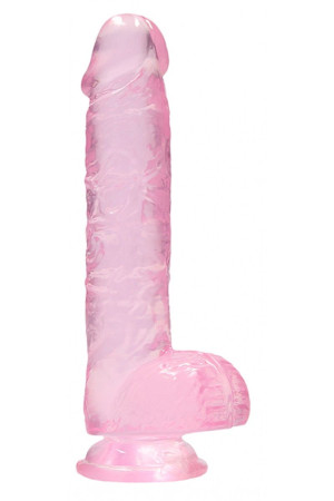 Розовый фаллоимитатор Realrock Crystal Clear 8 inch - 21 см.