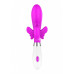 Ярко-розовый вибратор Alexios с клиторальной бабочкой - 21 см.