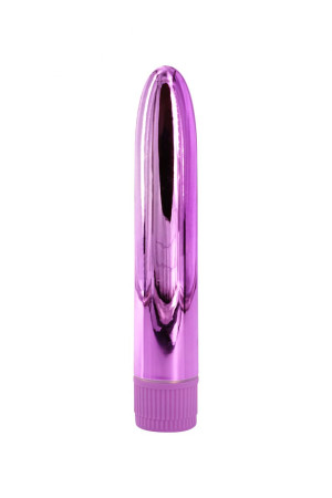 Лиловый глянцевый пластиковый вибратор - 14 см.