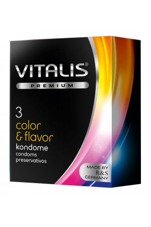 Цветные ароматизированные презервативы VITALIS PREMIUM color & flavor - 3 шт.