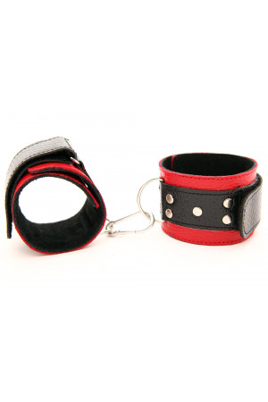 Красно-чёрные кожаные наручники