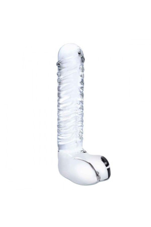 Прозрачный фаллоимитатор 8" Realistic Ribbed Glass Dildo - 20,3 см.