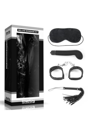 БДСМ-набор Deluxe Bondage Kit: маска, вибратор, наручники, плётка