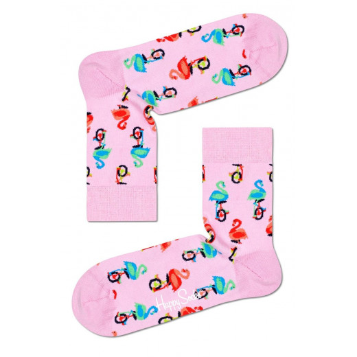 Носки унисекс Flamingo Half Crew Sock с фламинго на колесах