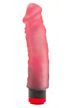 Рельефный розовый вибратор-реалистик - 19,5 см.