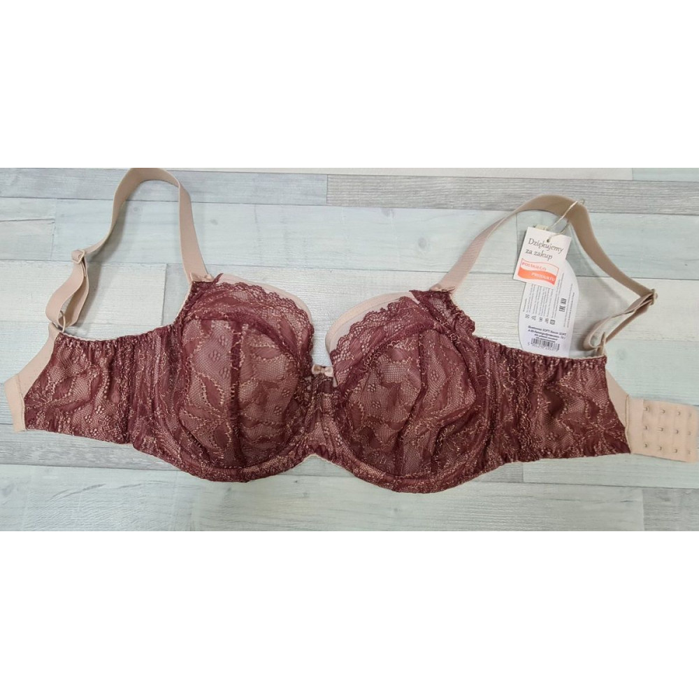 Бюстгальтер plus size с мягкой чашкой из гипюра с люрексом