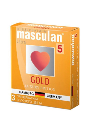 Презервативы Masculan Gold с ароматом ванили - 3 шт.
