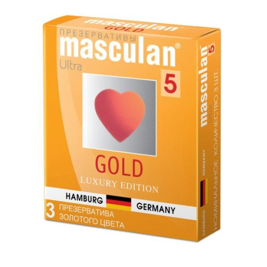 Презервативы Masculan Gold с ароматом ванили - 3 шт.