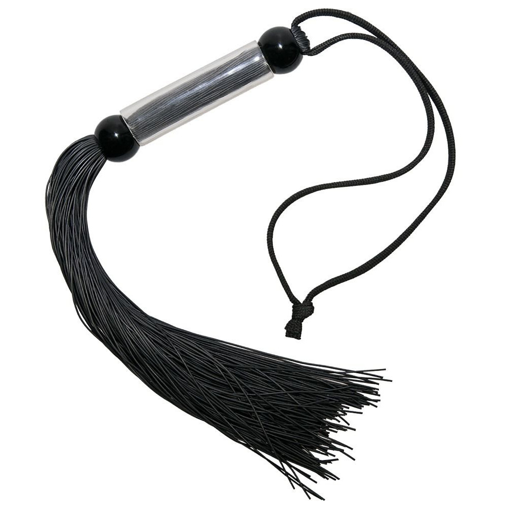 Чёрная мини-плетка с железной ручкой - 26 см. Чёрная мини-плетка с железной ручкой - 26 см.