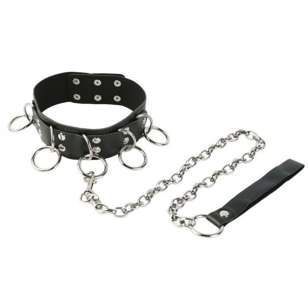 Средний ошейник с кольцами и поводком Средний ошейник с кольцами и поводком