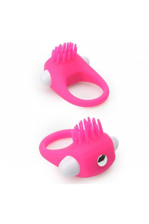 Розовое эрекционное кольцо с щеточкой LIT-UP SILICONE STIMU RING 5